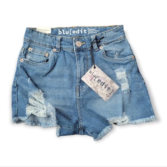 blu[edit] juniors destroyed super high waist denim shortie Size 3 - Picture 1 of 12